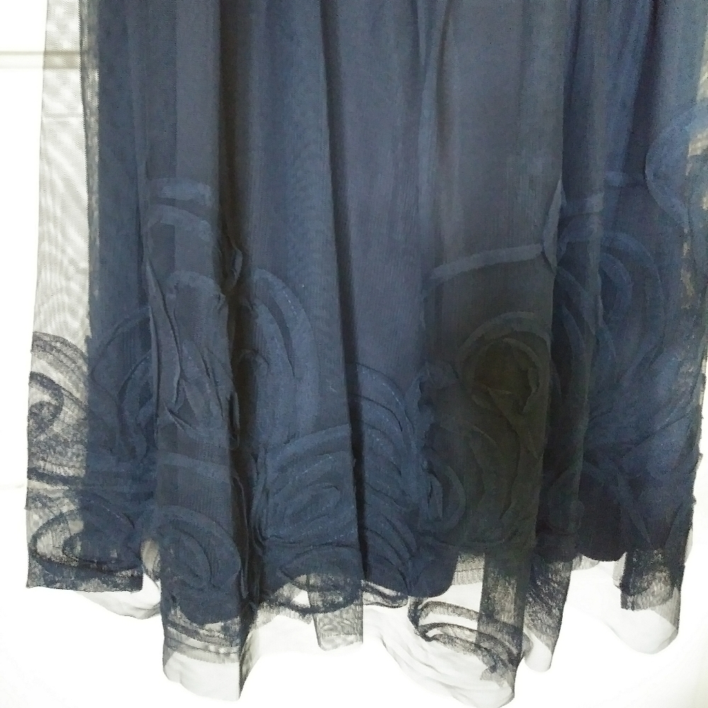 Sleeveless Illusion Neckline Dress with Satin Belt - Picture 7 of 7